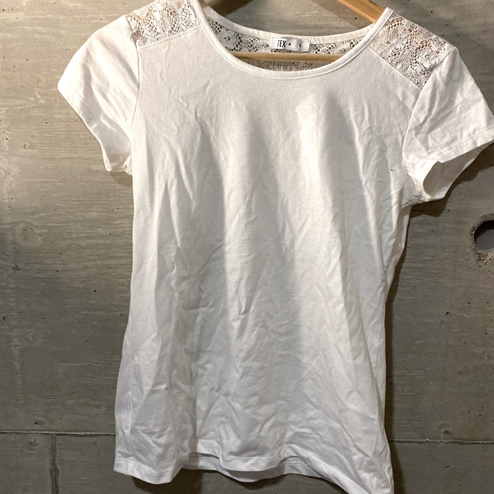 white shirt with back and shoulders embroidery